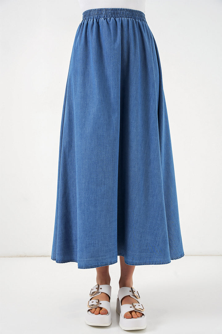 Bigdart Jupe en jean longue femme 8062 - Bleu marine