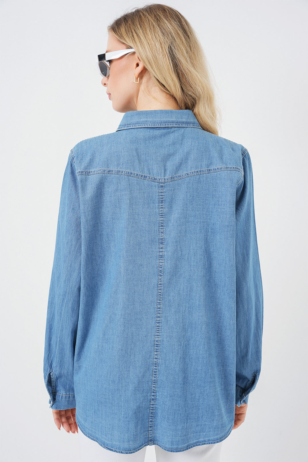 Bigdart Chemisier en denim long pour femme 20318 - Bleu