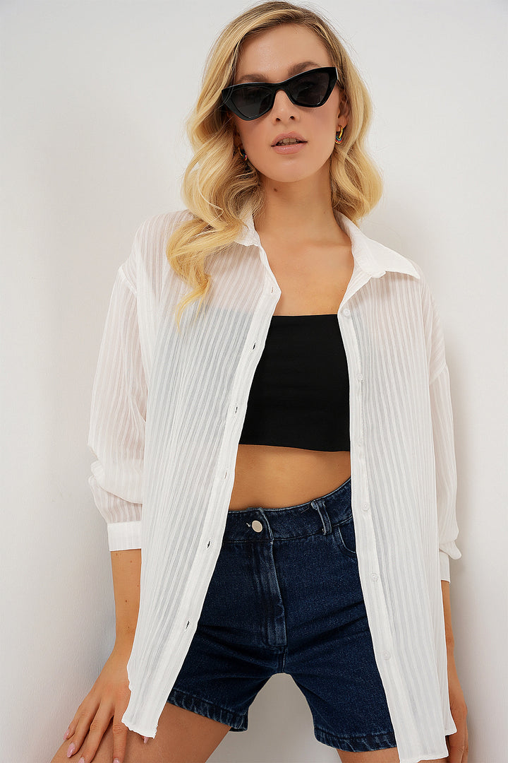 Bigdart Chemise longue oversize femme 20320 - Blanc