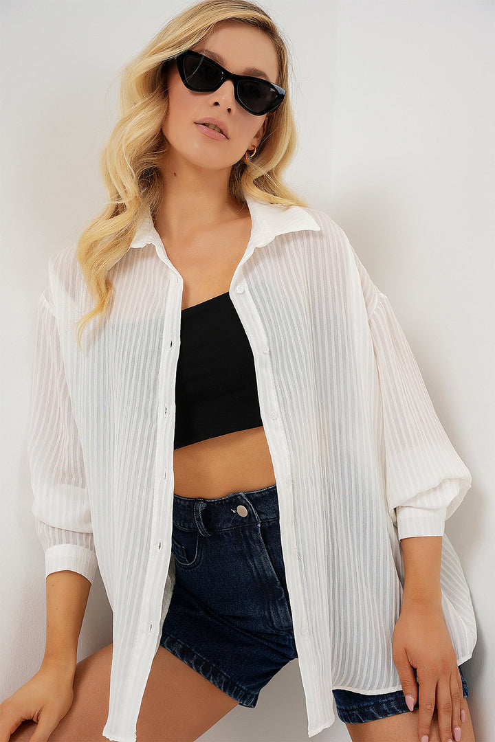 Bigdart Chemise longue oversize femme 20320 - Blanc