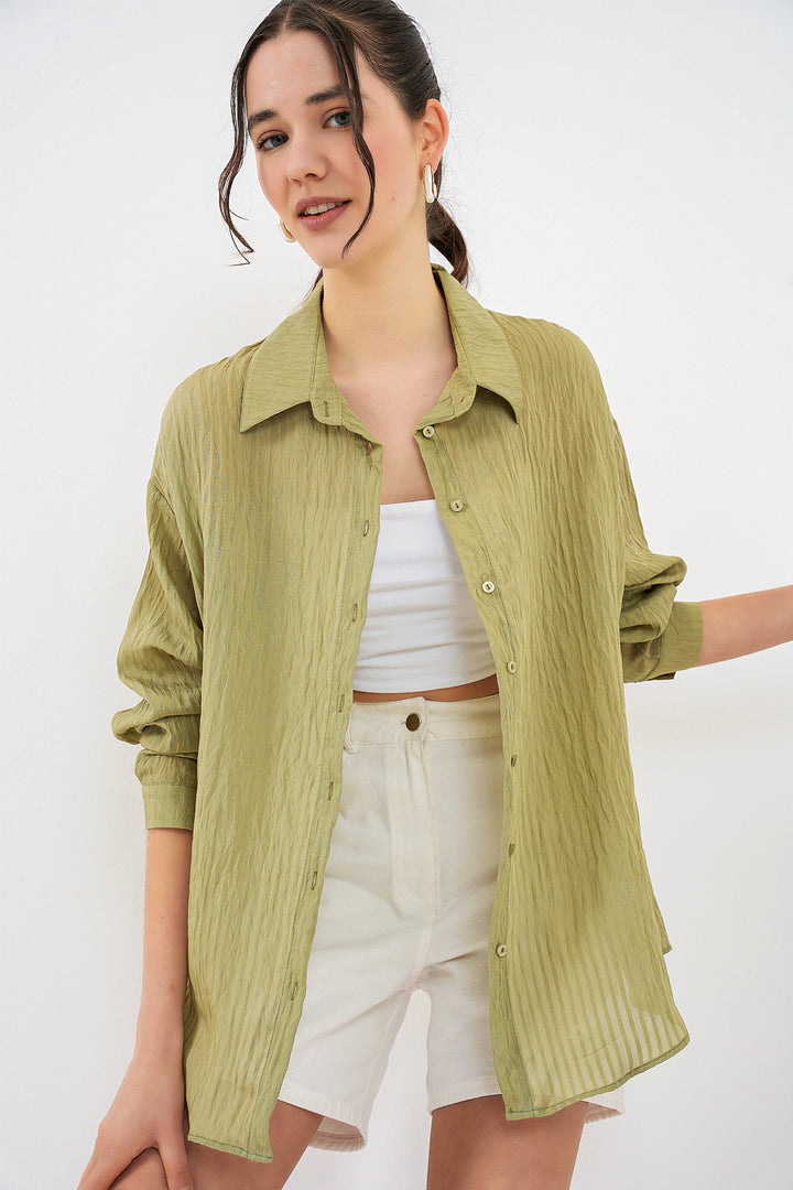 Bigdart Chemise longue oversize femme 20320 - Vert d'eau