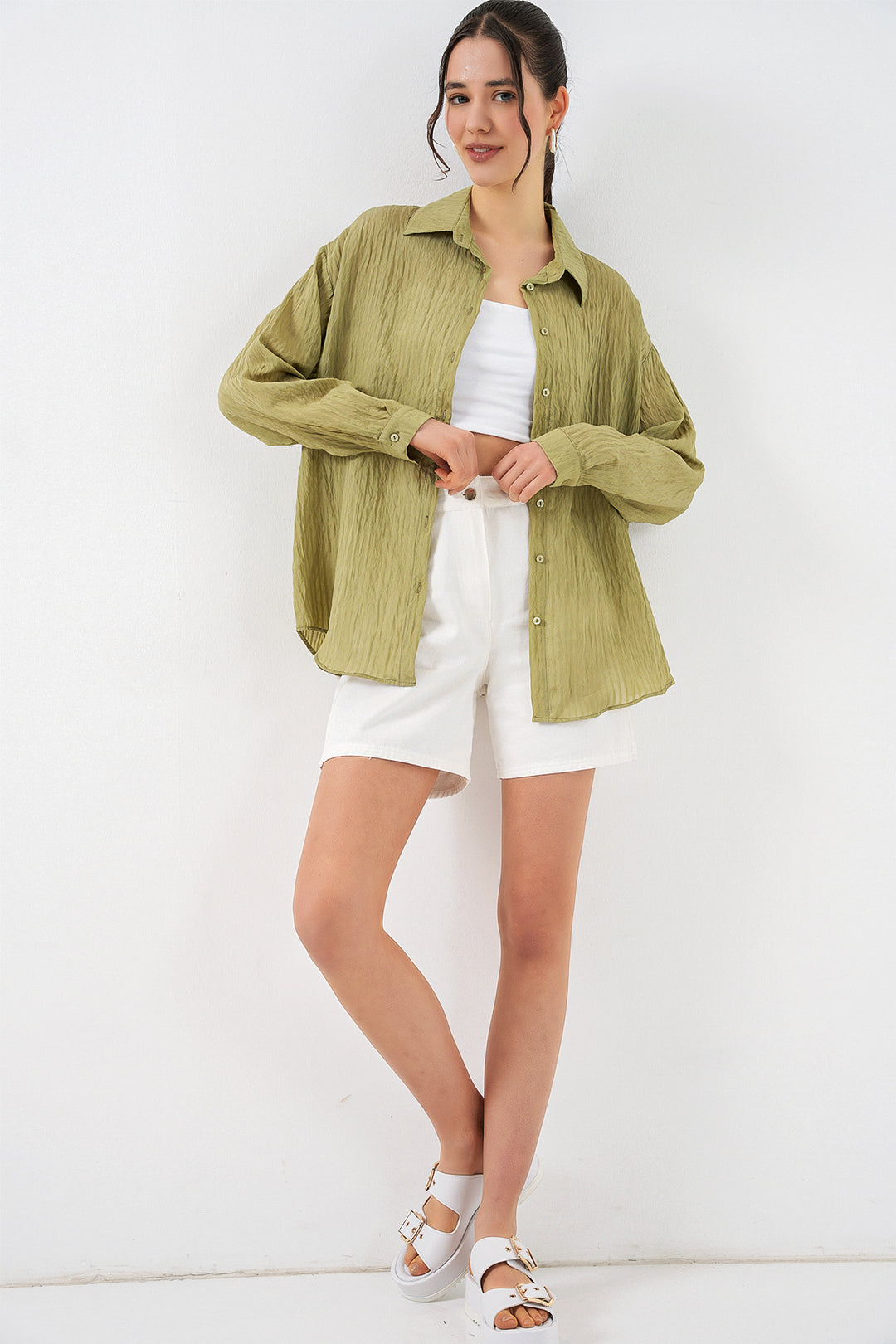 Bigdart Chemise longue oversize femme 20320 - Vert d'eau