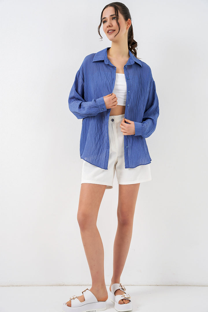 Bigdart Chemise longue oversize femme 20320 - Indigo