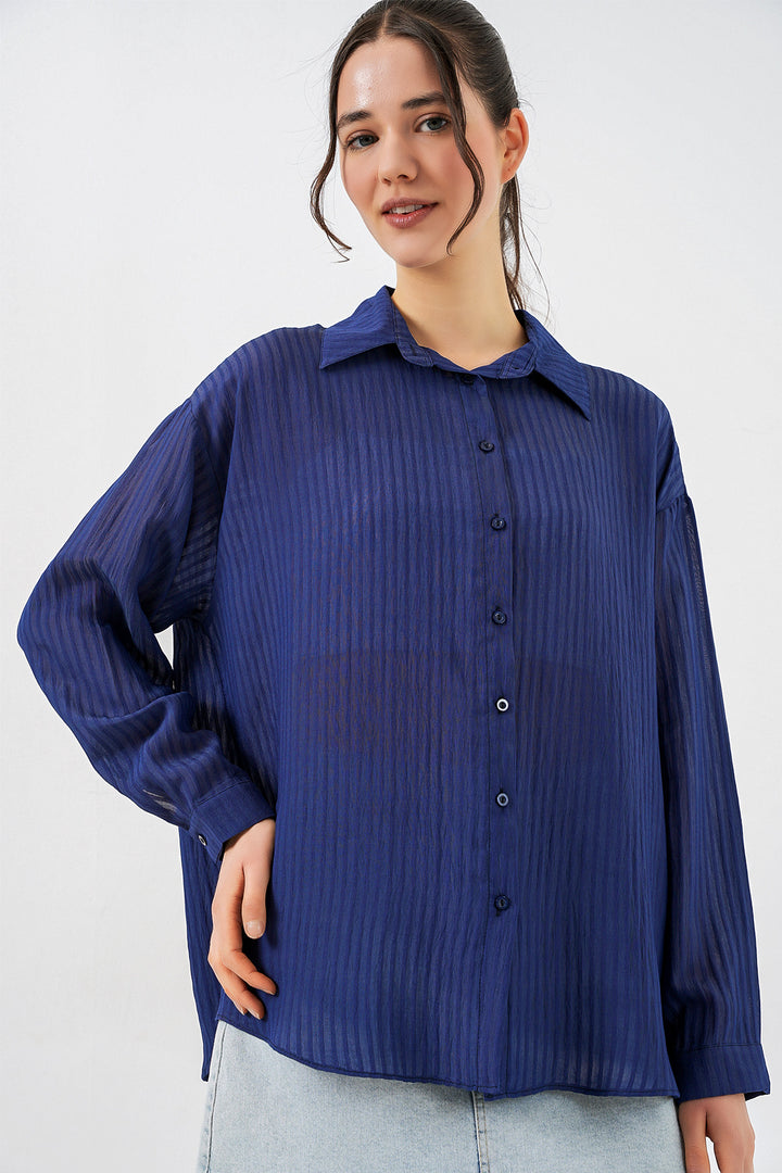 Bigdart Chemise Longue Oversize Femme 20320 - Bleu marine