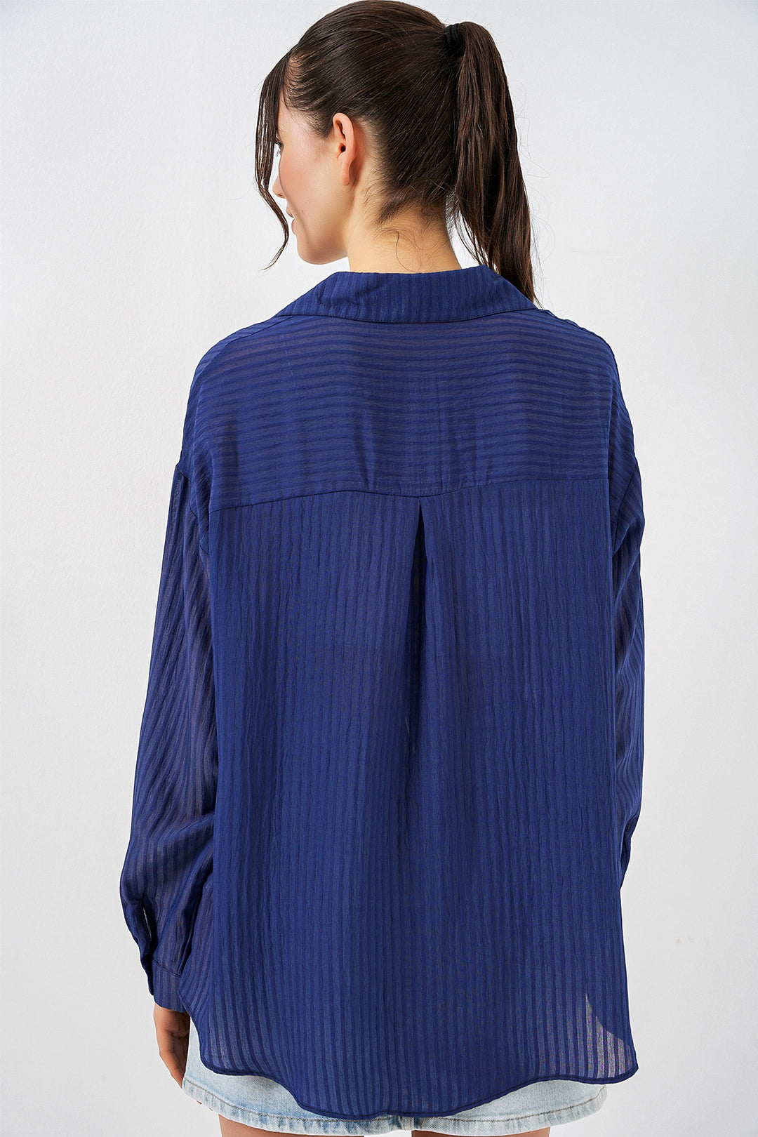 Bigdart Chemise Longue Oversize Femme 20320 - Bleu marine