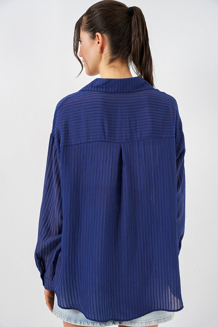Bigdart Chemise Longue Oversize Femme 20320 - Bleu marine