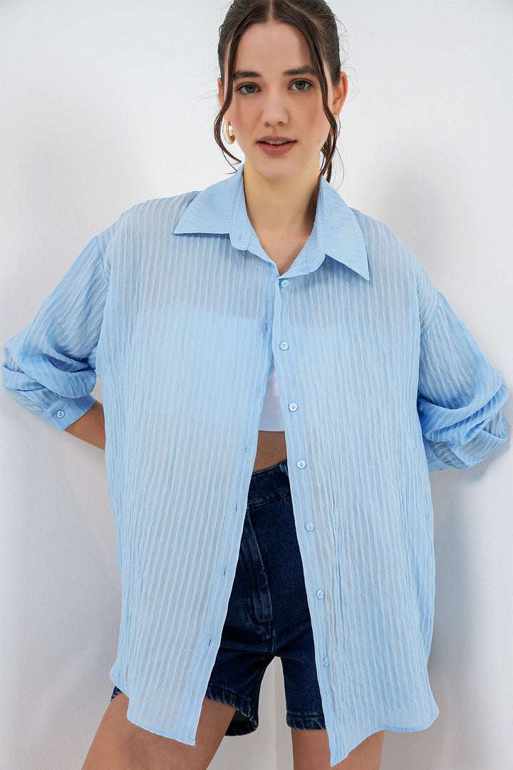 Bigdart Chemise longue oversize femme 20320 - Bleu