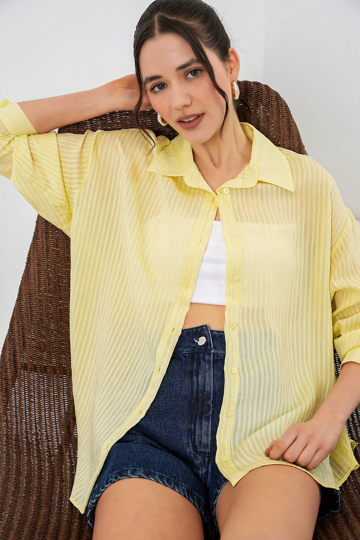 Bigdart Chemise longue oversize femme 20320 - Jaune
