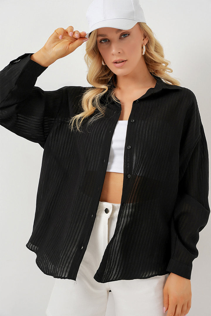 Bigdart Chemise longue oversize femme 20320 - Noir