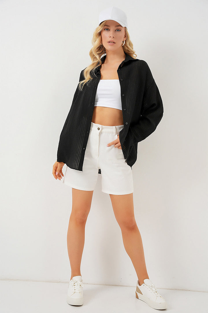 Bigdart Chemise longue oversize femme 20320 - Noir