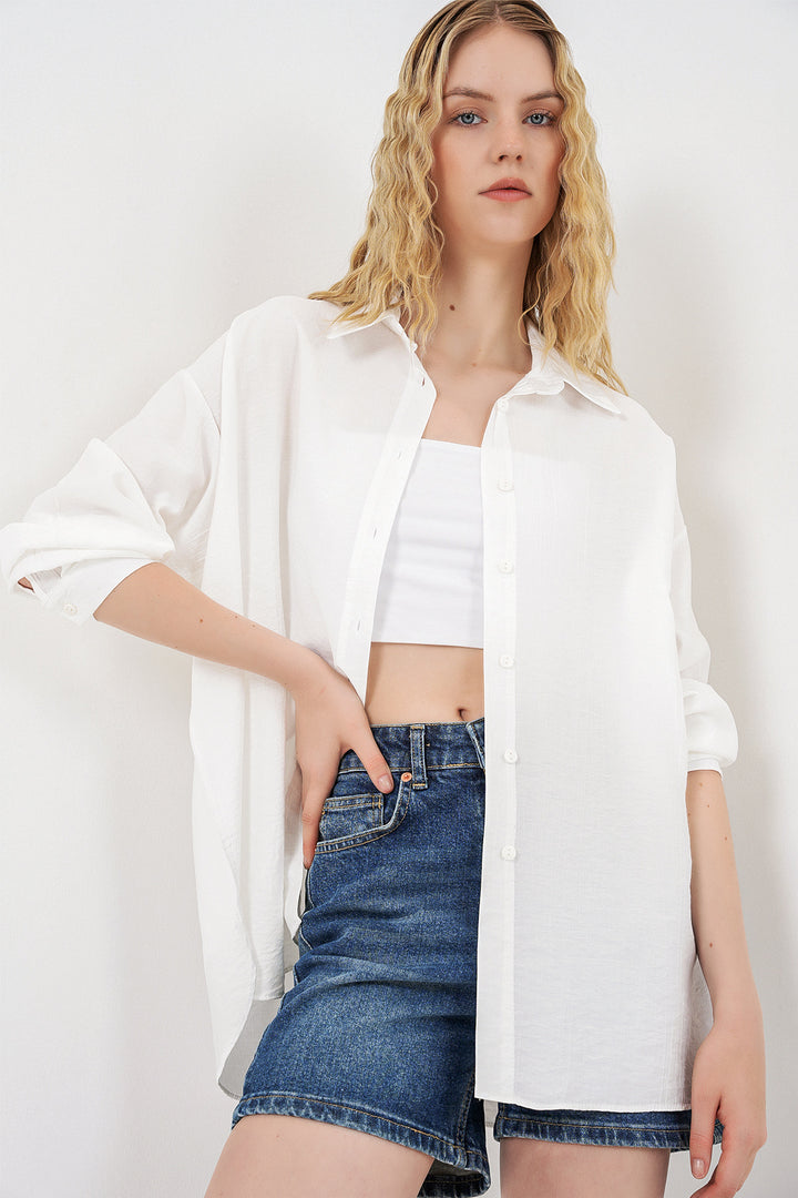 Bigdart Chemise oversize longue pour femme 20334 - Blanc