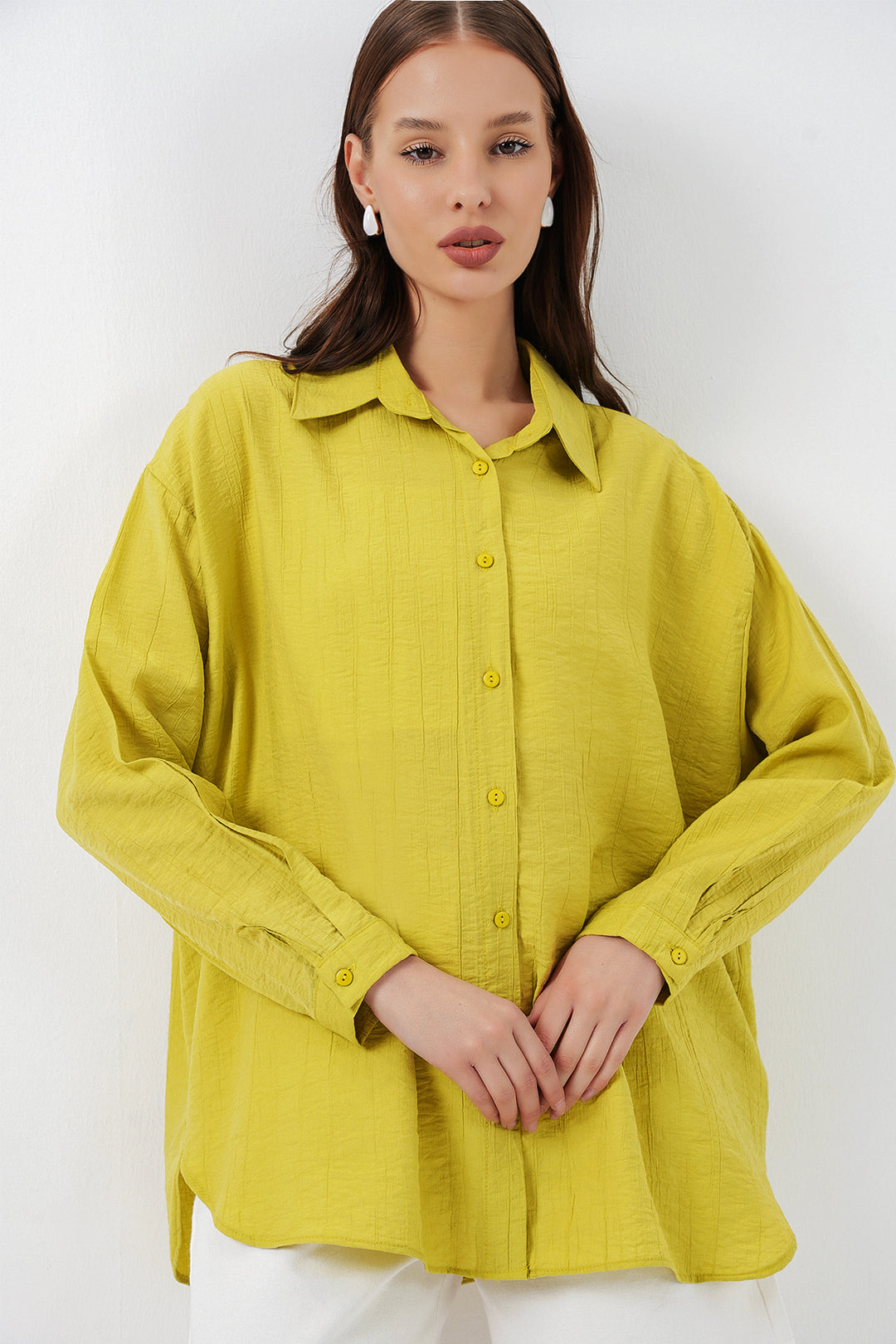 Bigdart Chemise longue oversize femme 20334 - Moutarde