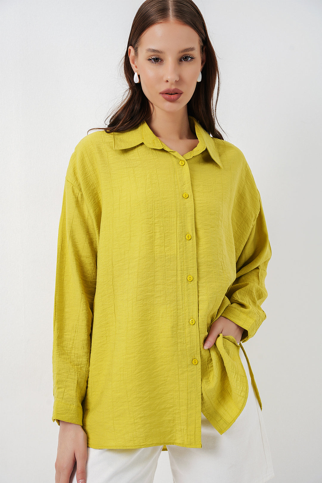 Bigdart Chemise longue oversize femme 20334 - Moutarde