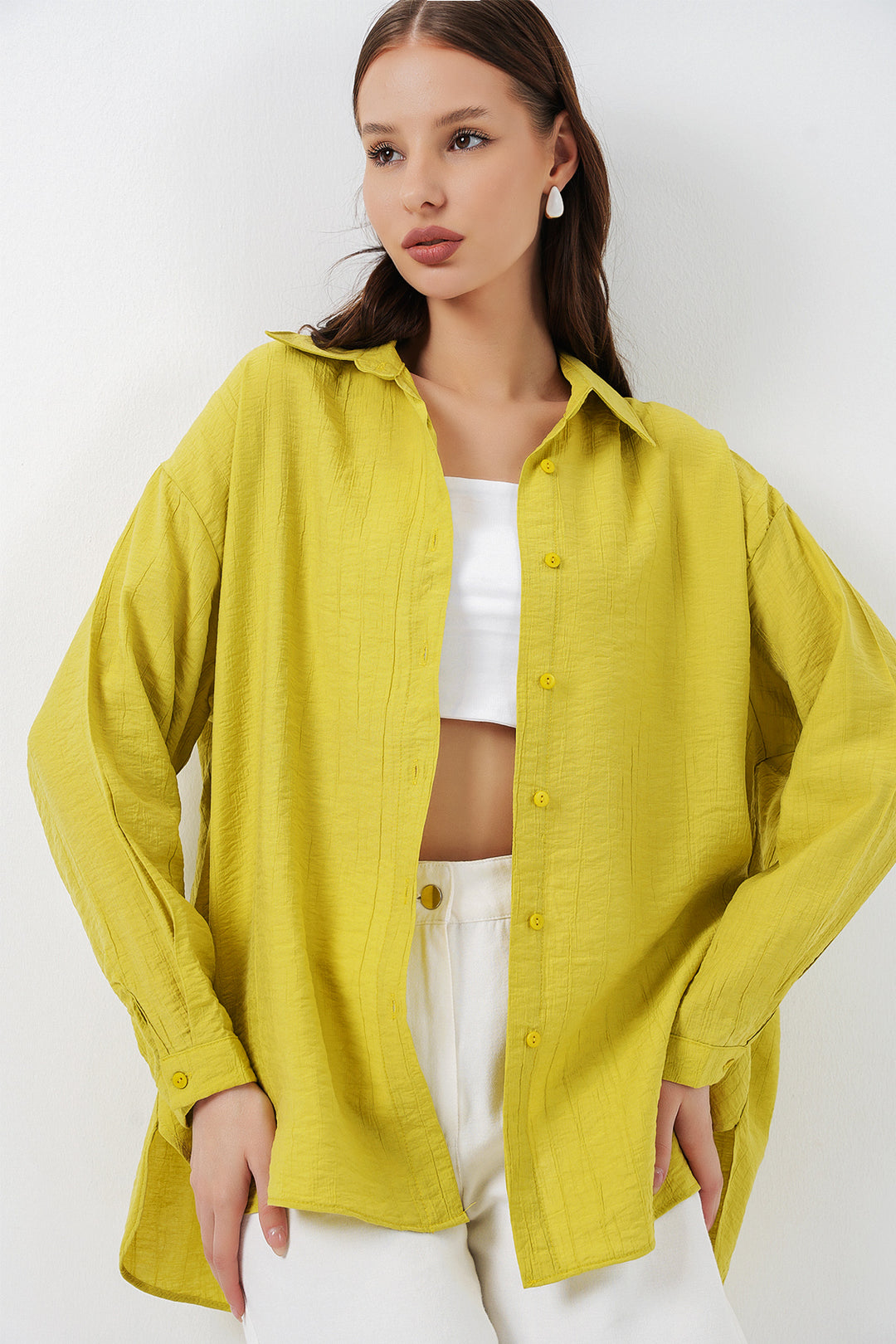 Bigdart Chemise longue oversize femme 20334 - Moutarde