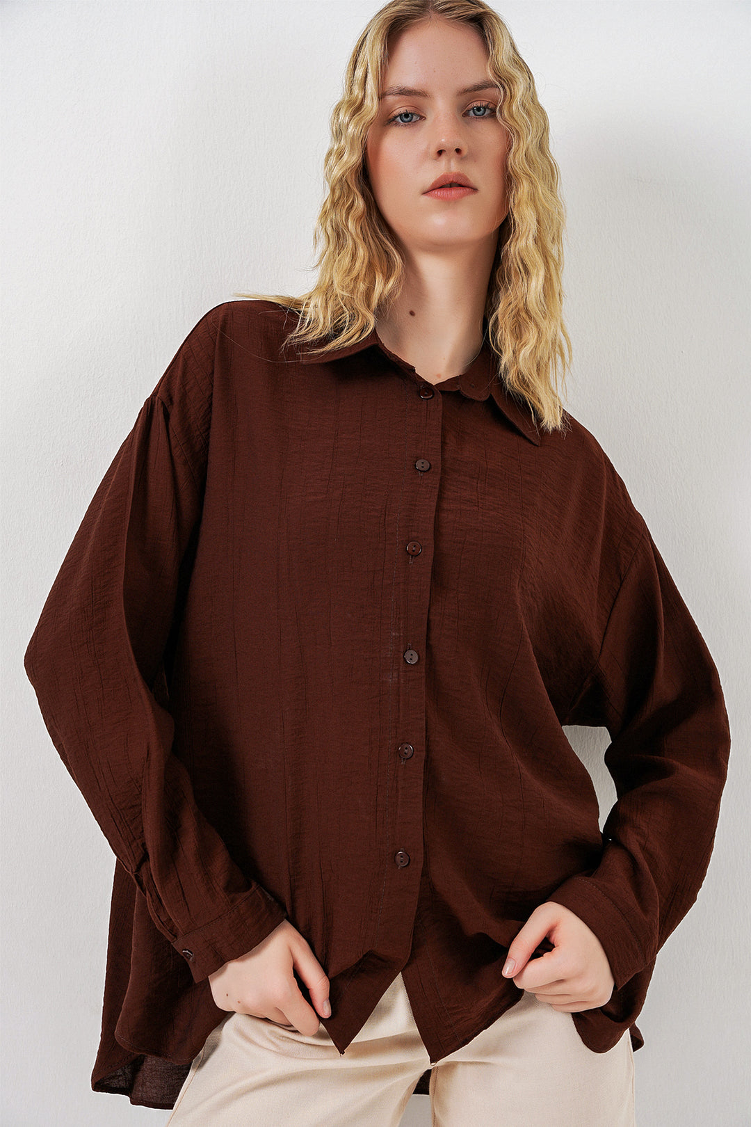 Bigdart Chemise longue oversize femme 20334 - Marron