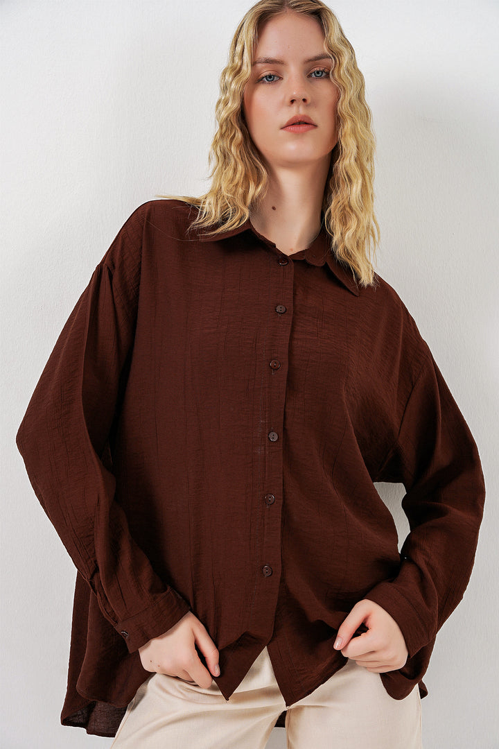 Bigdart Chemise longue oversize femme 20334 - Marron
