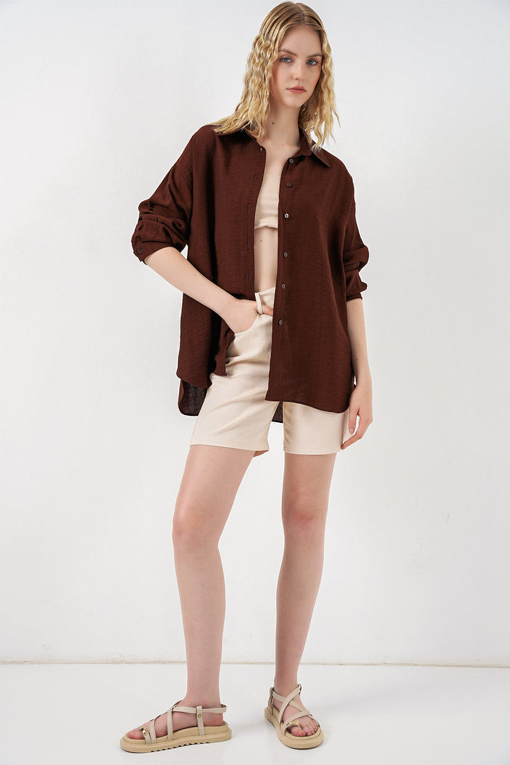 Bigdart Chemise longue oversize femme 20334 - Marron