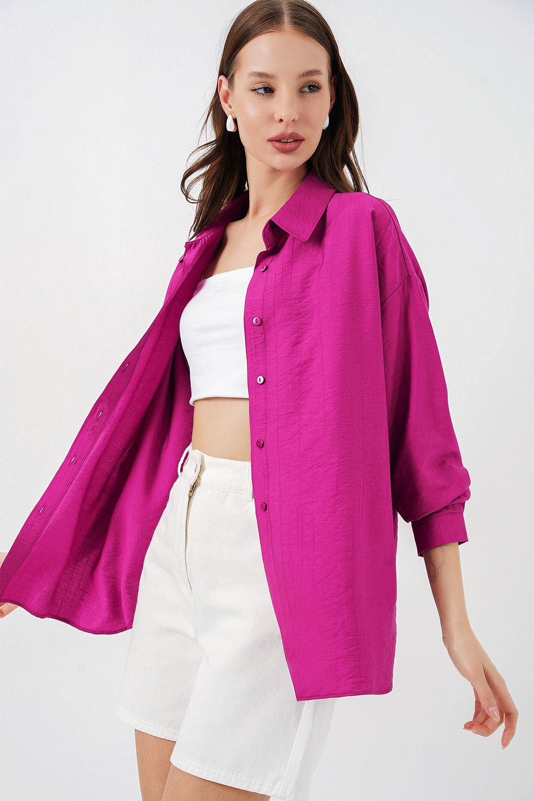 Bigdart Chemise longue oversize femme 20334 - Rose foncé