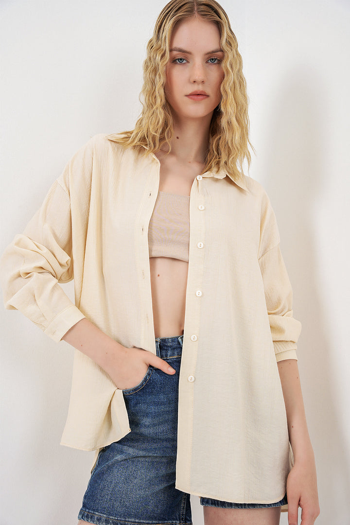 Bigdart Chemise oversize longue pour femme 20334 - Crème