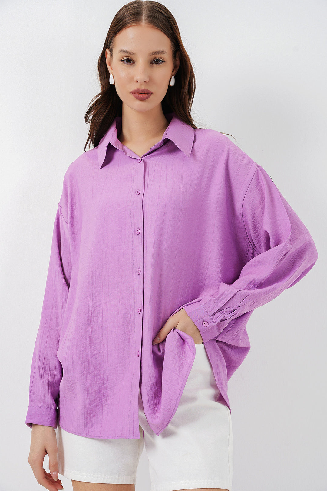 Bigdart Chemise longue oversize femme 20334 - Lilas