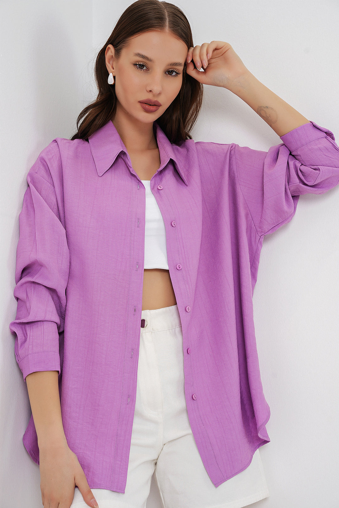 Bigdart Chemise longue oversize femme 20334 - Lilas