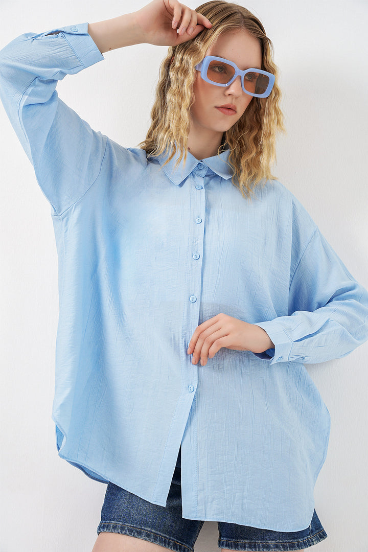 Bigdart Chemise oversize longue pour femme 20334 - Bleu