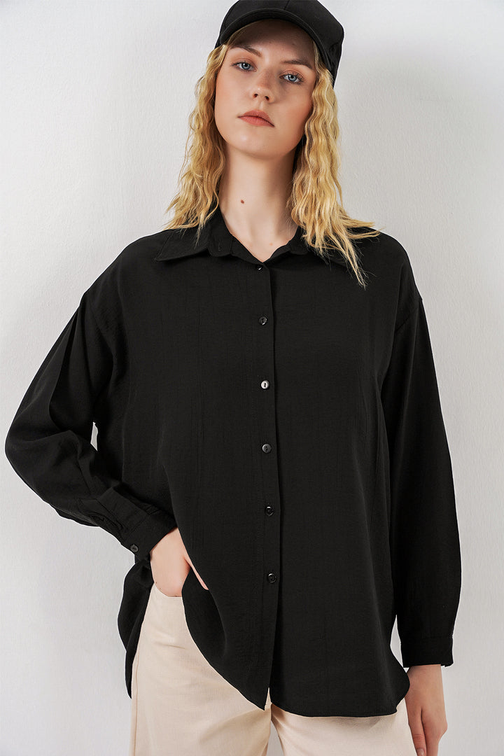 Bigdart Chemise longue oversize femme 20334 - Noir