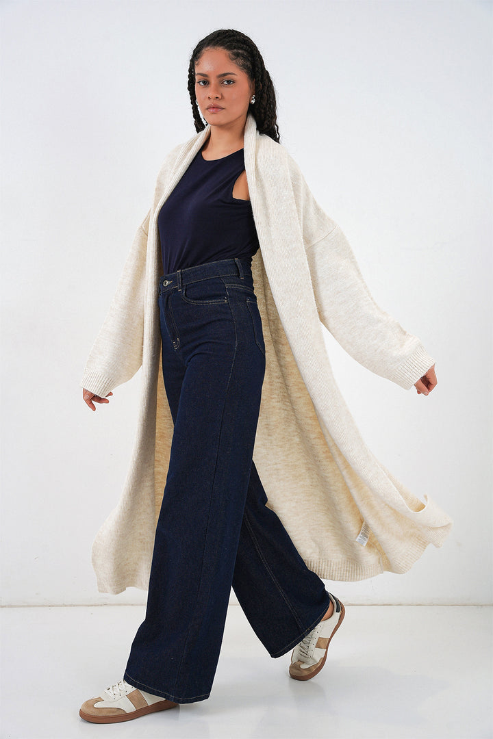 Bigdart Gilet en Tricot Oversize Long Femme 15924 - Écru