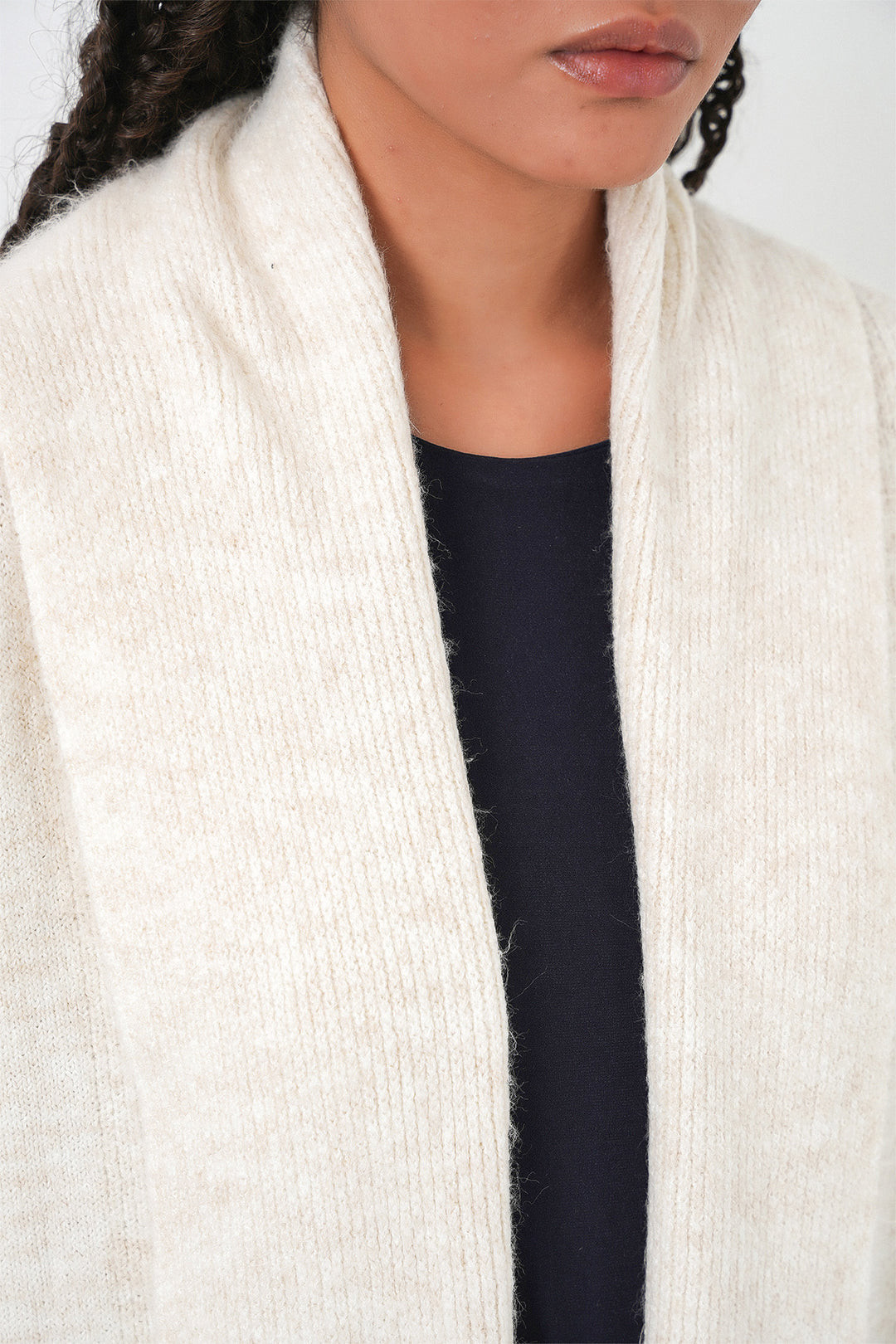 Bigdart Gilet en Tricot Oversize Long Femme 15924 - Écru