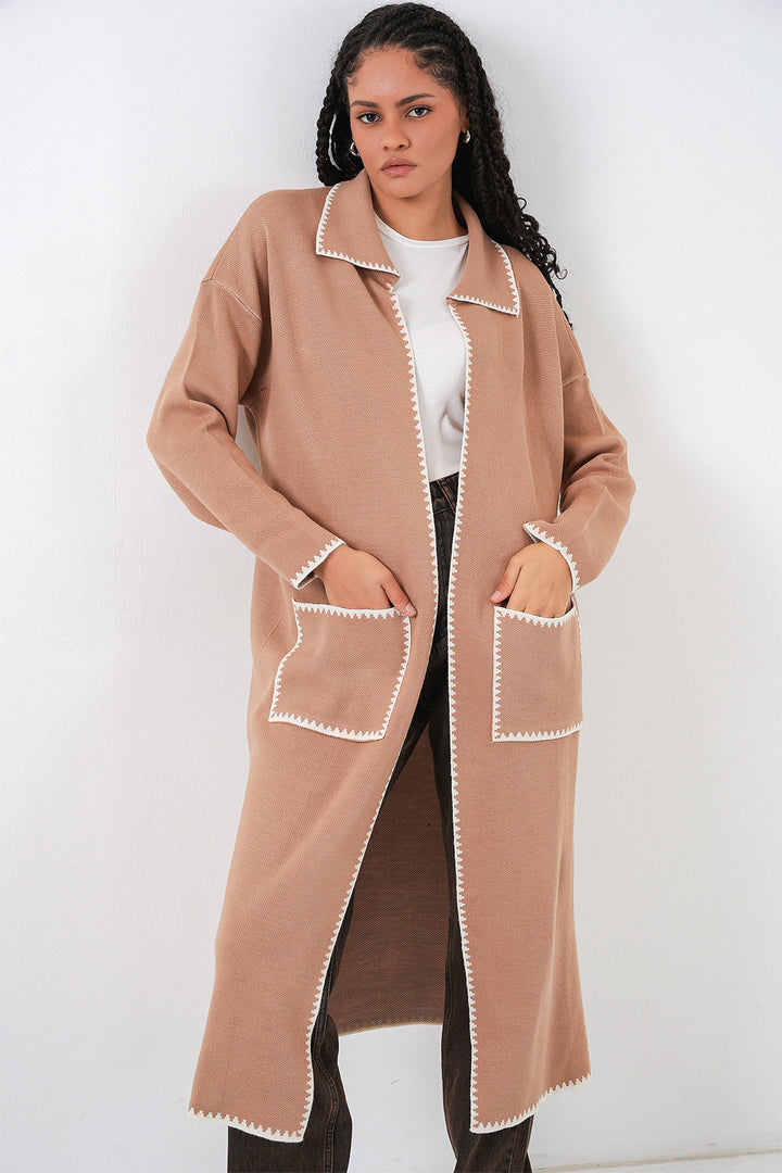Bigdart Cardigan Tricot Oversize Long Femme 15962 - Camel