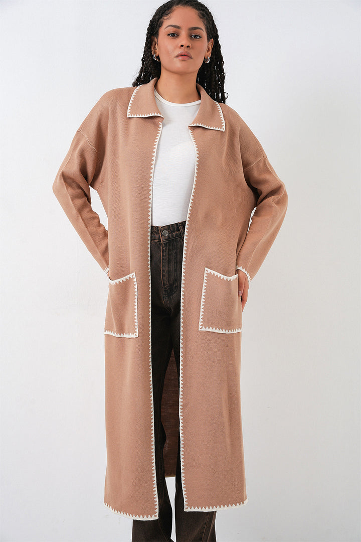 Bigdart Cardigan Tricot Oversize Long Femme 15962 - Camel