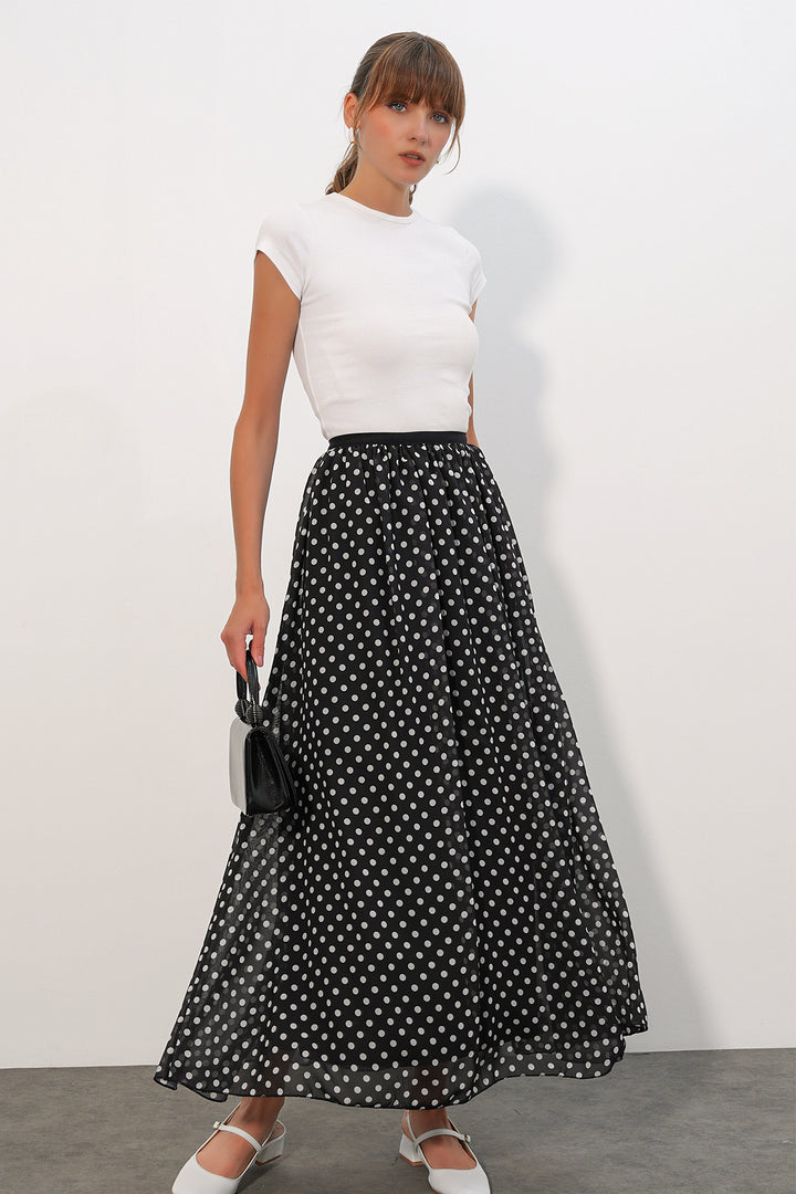 Bigdart Jupe longue à pois femme 8080 - Noir
