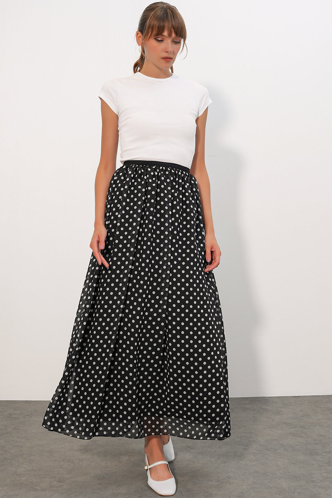 Bigdart Jupe longue à pois femme 8080 - Noir