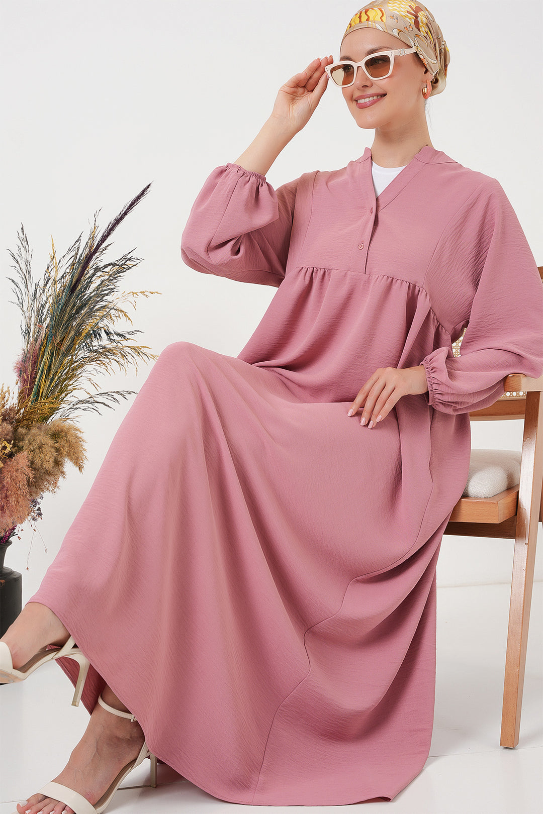 Bigdart Robe longue de hijab pour femme 2525 - Vieux rose