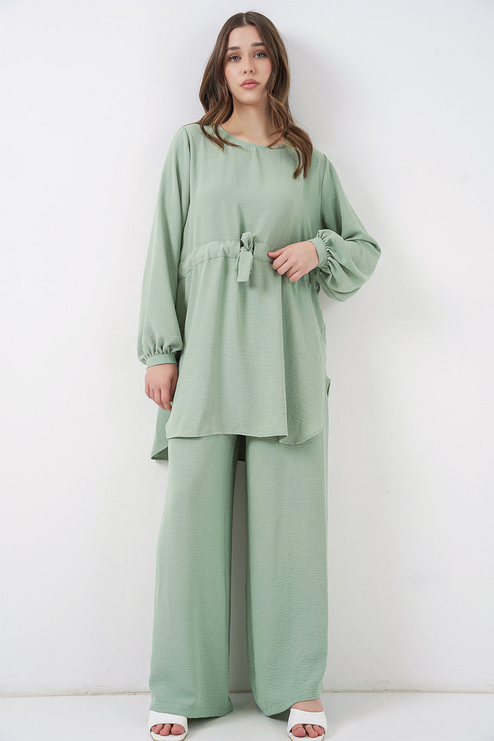 Bigdart Ensemble tunique longue et pantalon pour femme 6719 - Vert clair