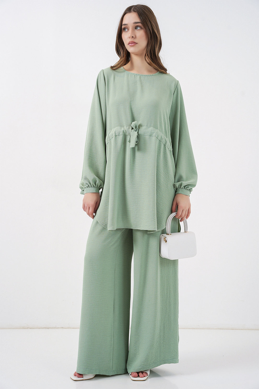 Bigdart Ensemble tunique longue et pantalon pour femme 6719 - Vert clair