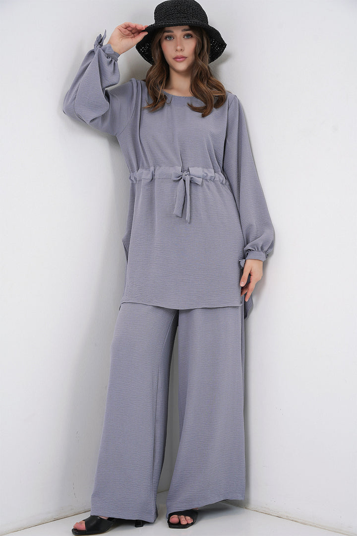 Bigdart Ensemble tunique longue et pantalon pour femme 6719 - Gris