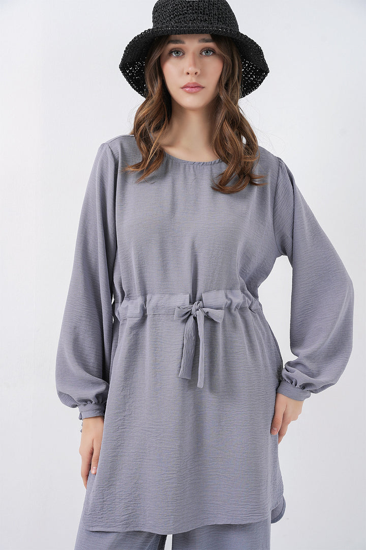 Bigdart Ensemble tunique longue et pantalon pour femme 6719 - Gris