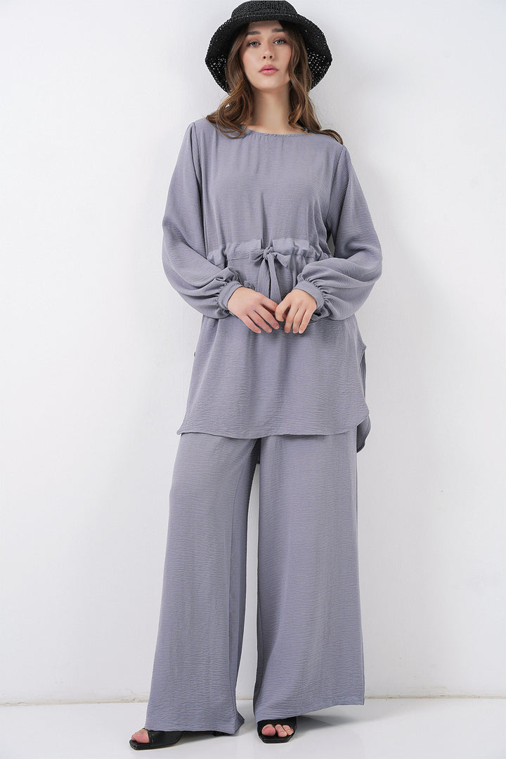 Bigdart Ensemble tunique longue et pantalon pour femme 6719 - Gris