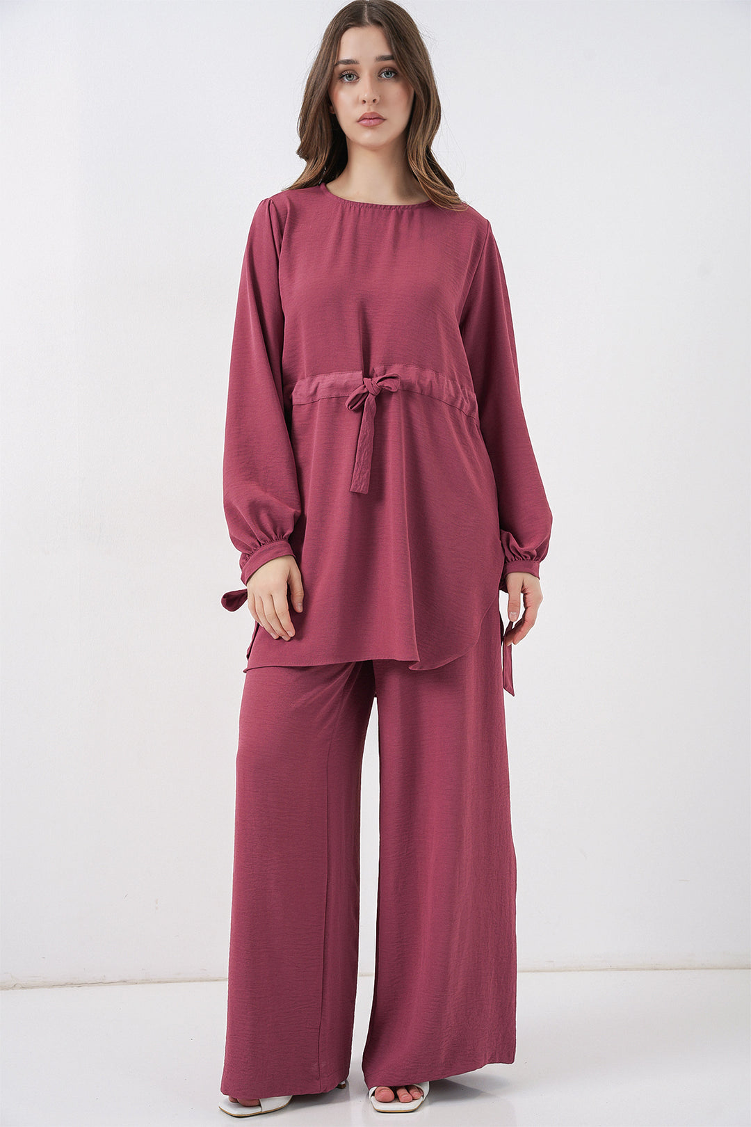 Bigdart Ensemble tunique longue et pantalon pour femme 6719 - Rose thé