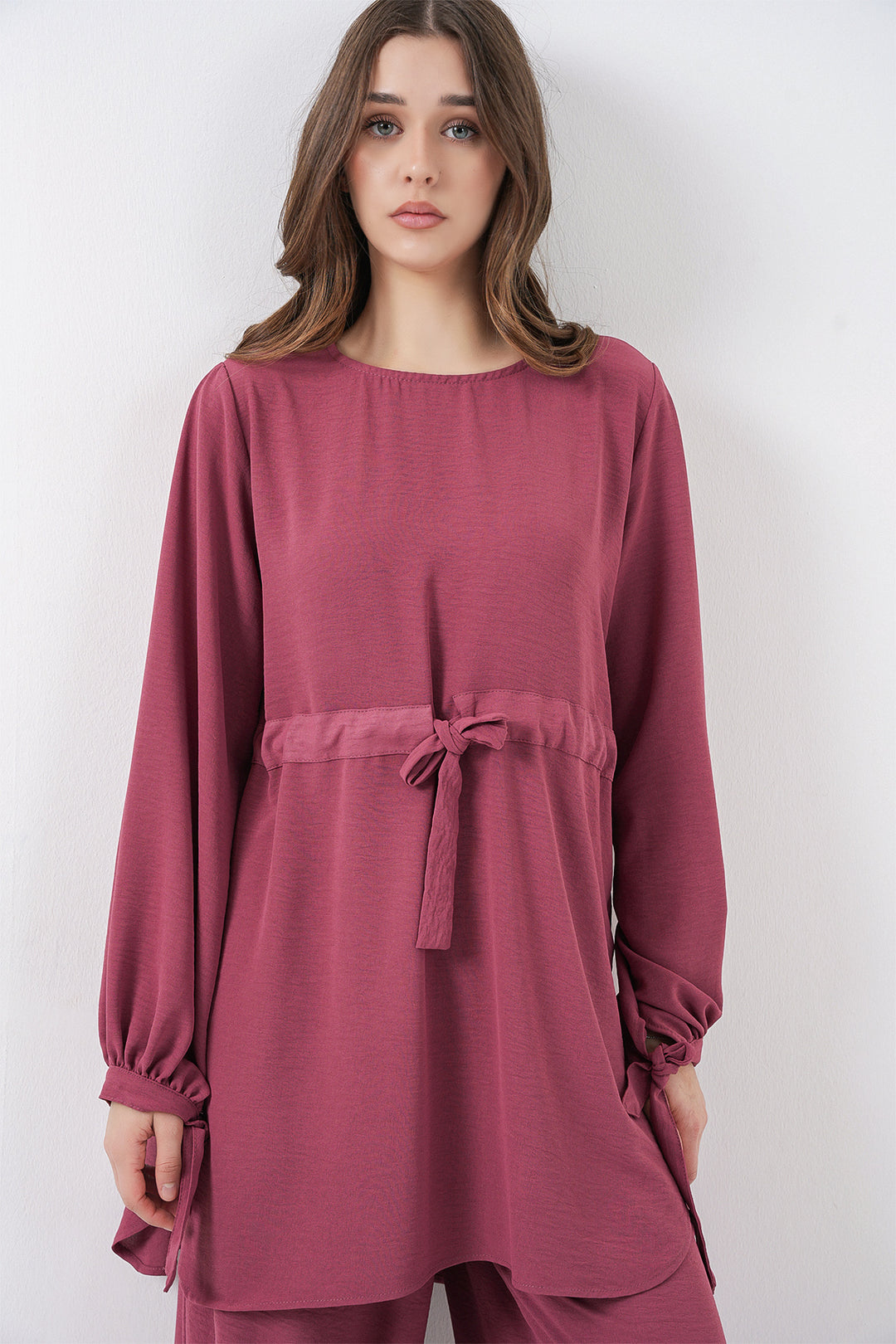 Bigdart Ensemble tunique longue et pantalon pour femme 6719 - Rose thé