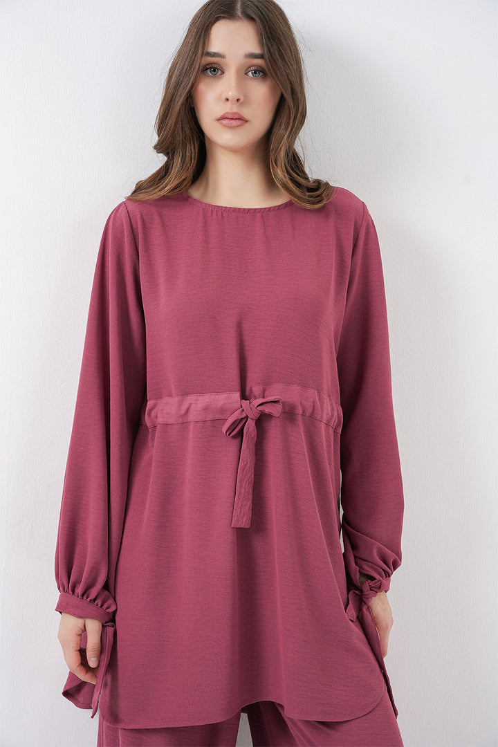 Bigdart Ensemble tunique longue et pantalon pour femme 6719 - Rose thé