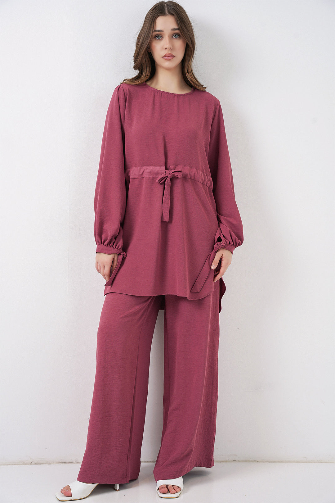 Bigdart Ensemble tunique longue et pantalon pour femme 6719 - Rose thé