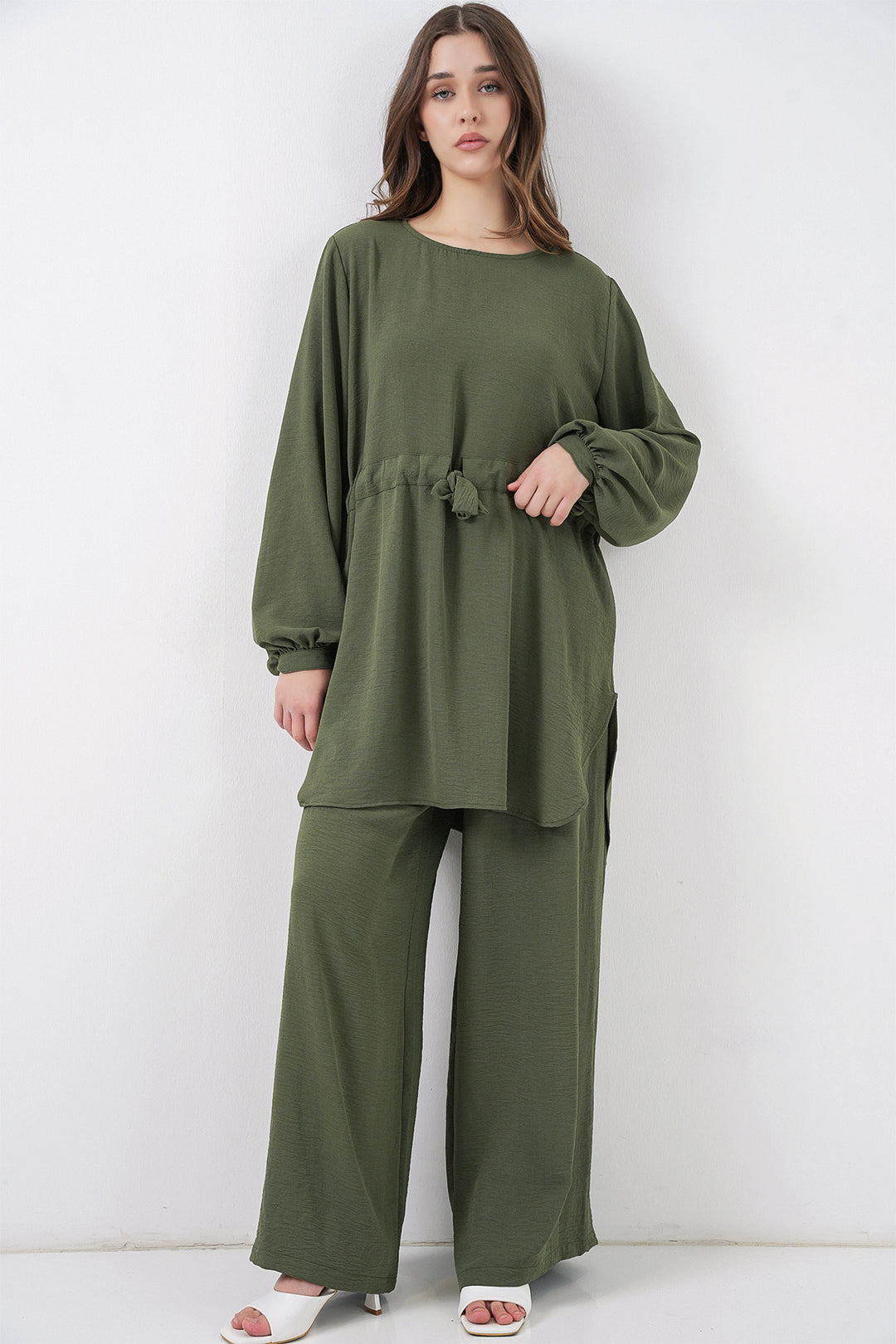 Bigdart Ensemble tunique longue et pantalon pour femme 6719 - Kaki
