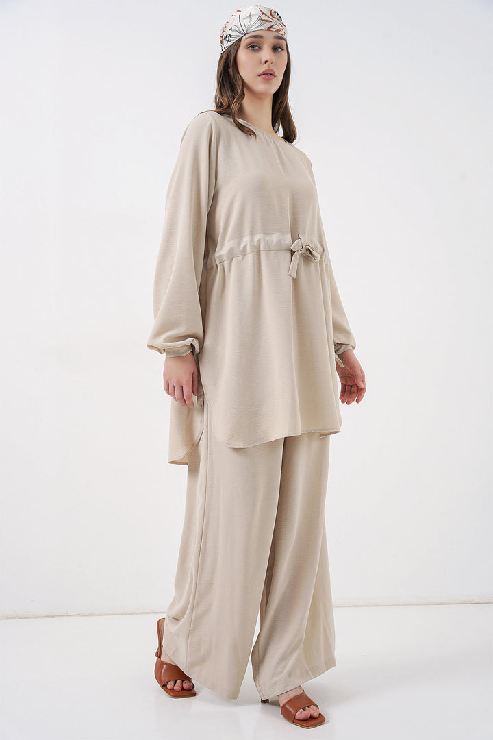 Bigdart Ensemble tunique longue et pantalon pour femme 6719 - Crème