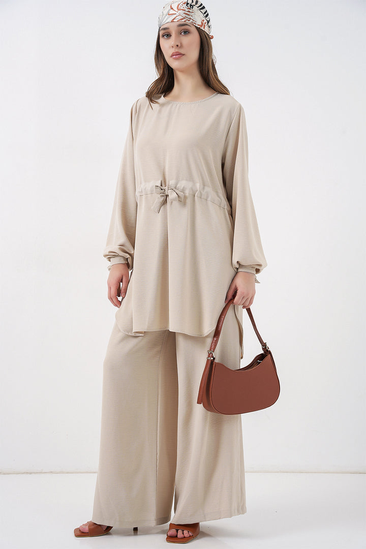 Bigdart Ensemble tunique longue et pantalon pour femme 6719 - Crème