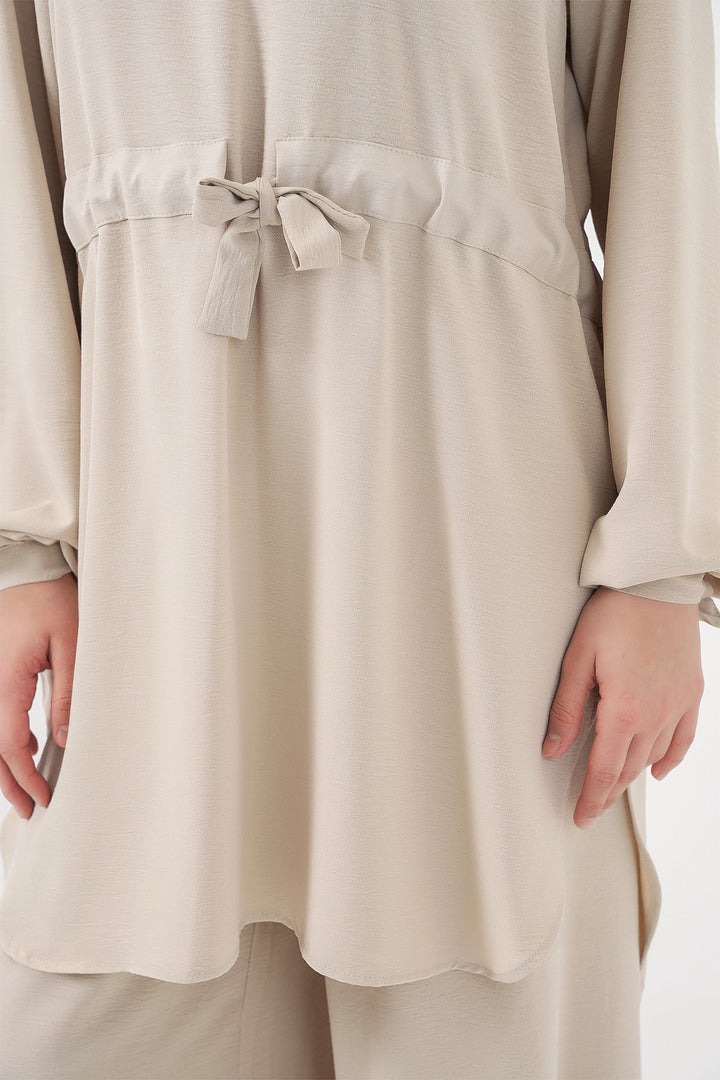 Bigdart Ensemble tunique longue et pantalon pour femme 6719 - Crème
