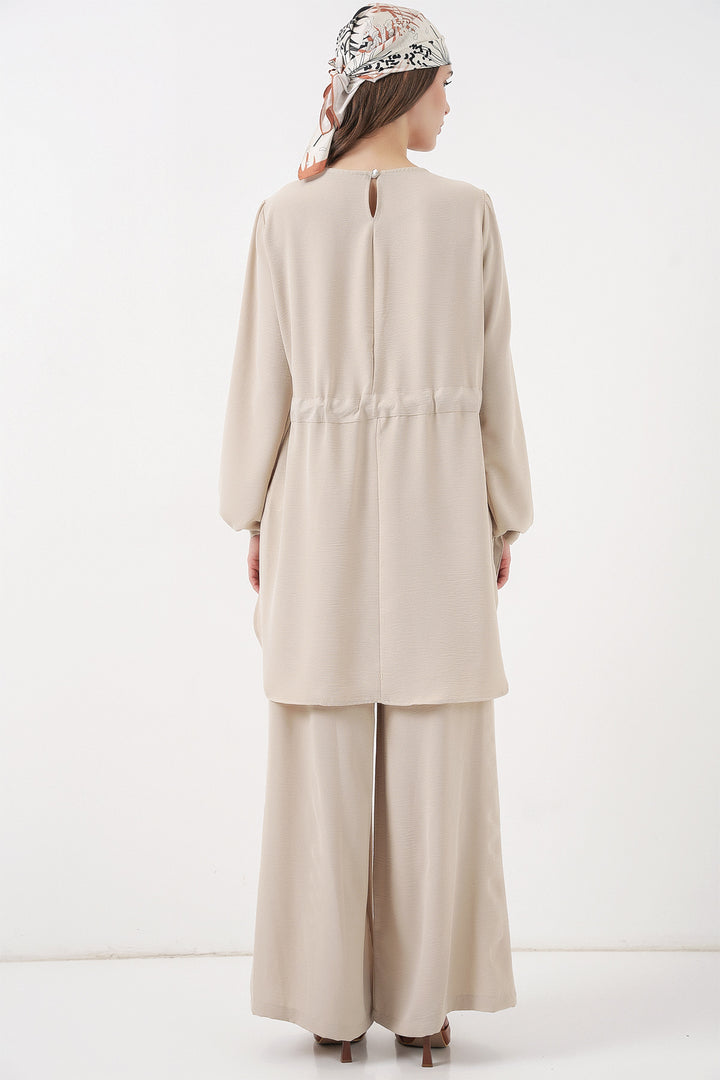 Bigdart Ensemble tunique longue et pantalon pour femme 6719 - Crème