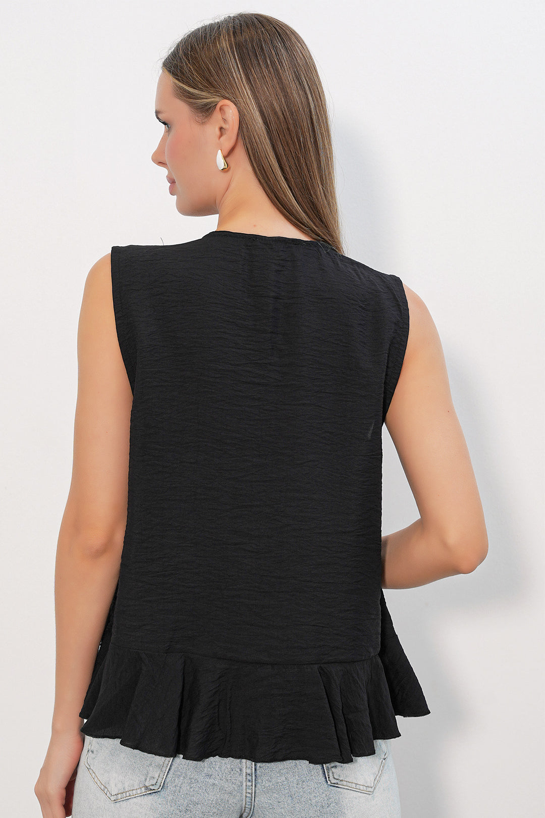 Bigdart Chemise à volants avec détail de col en V femme 40033 - Noir