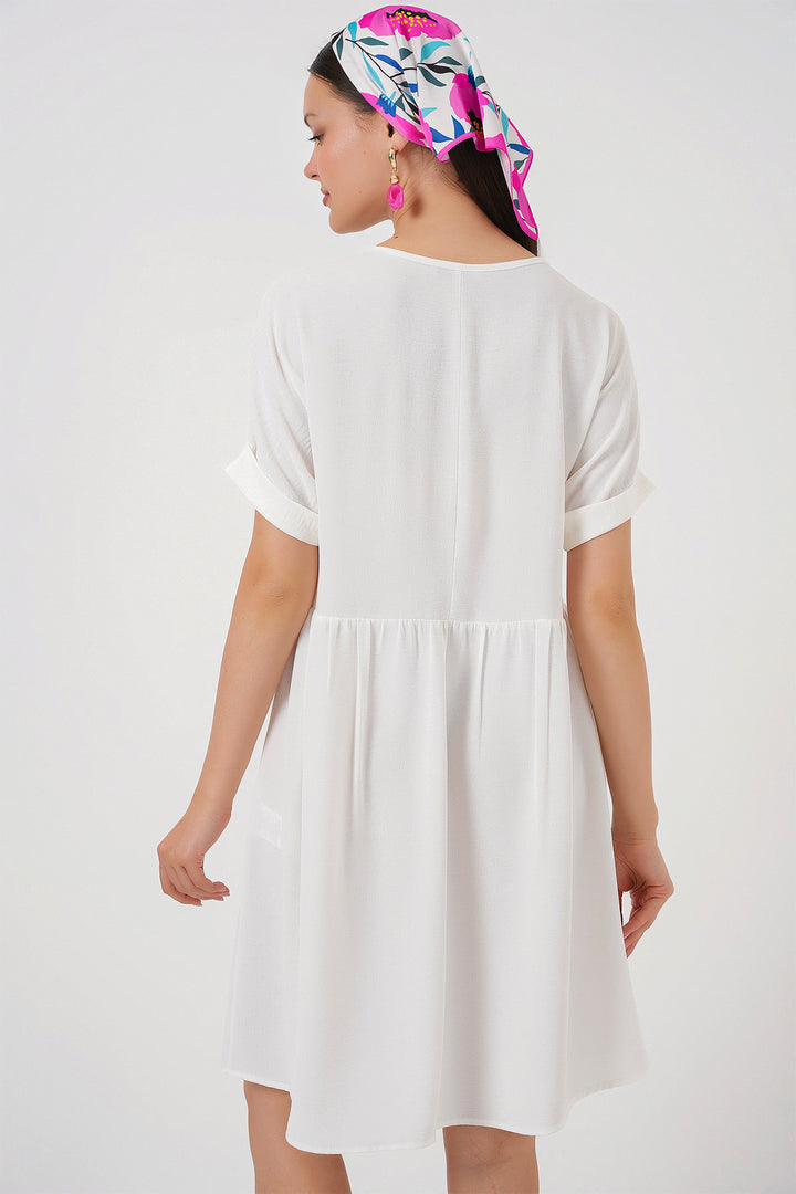 Bigdart Robe à manches courtes en V pour femme 2567 - Blanc